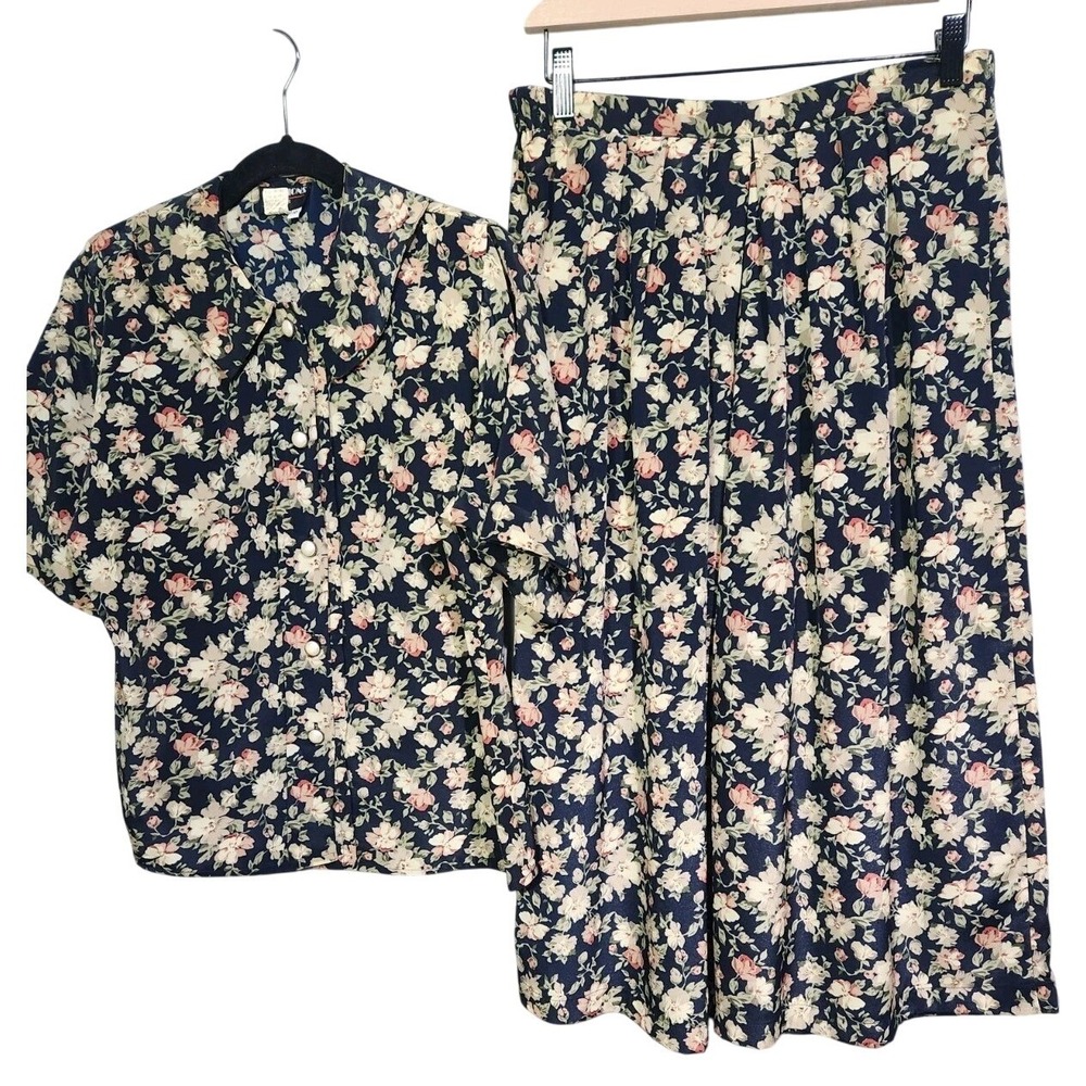 Vintage Notations 2 Piece Shirt‎ + Culottes 10/12 Floral Cottagecore Grannycore